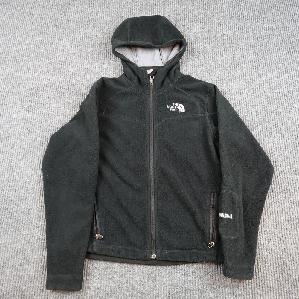 The North Face WindWall Jacket Womens XS Black Hooded Fleece Full Zip